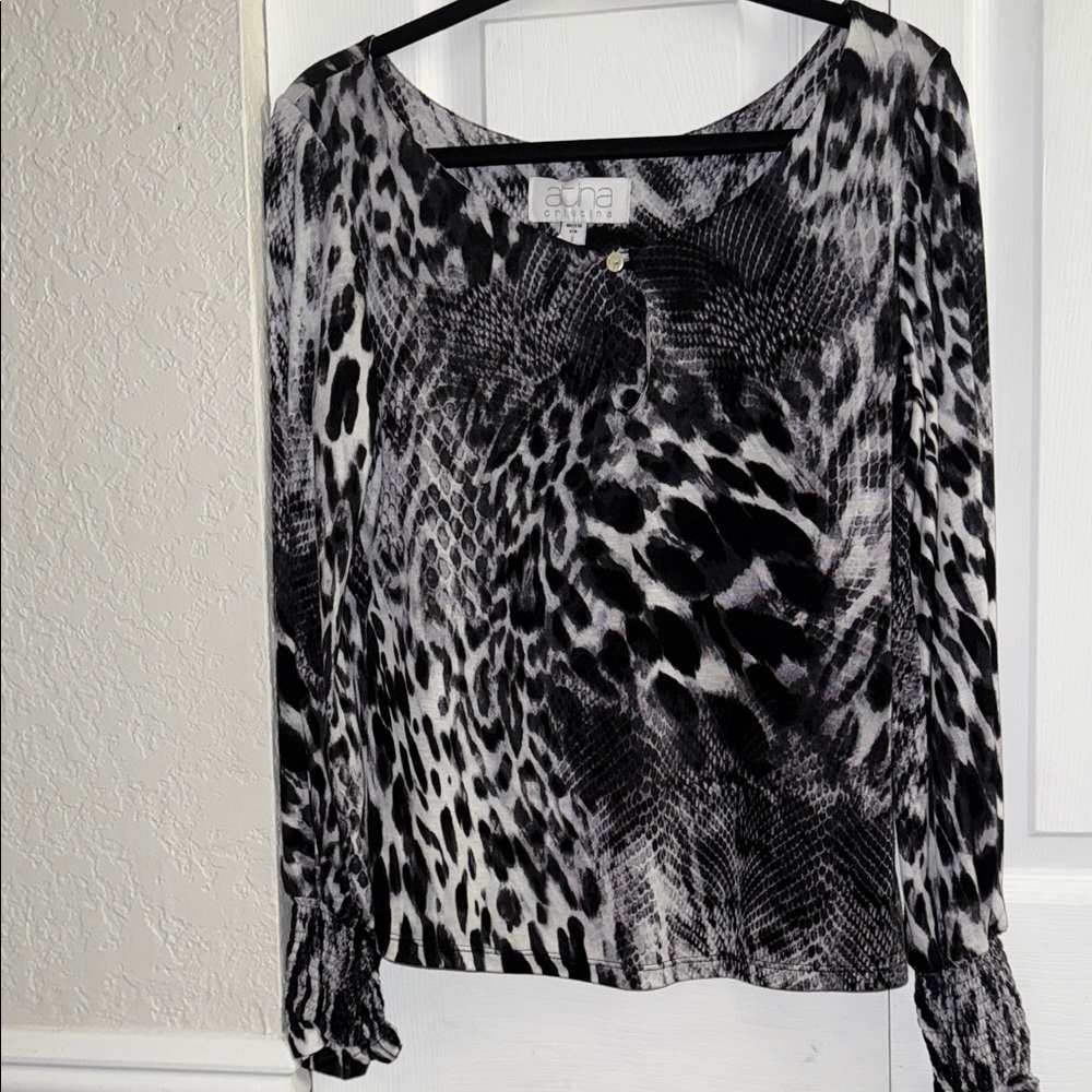 a.n.a Black and White Animal Print Blouse